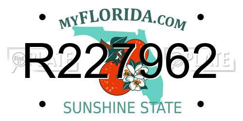 R227962 Florida License Plate