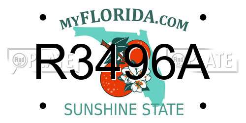 R3496A Florida License Plate
