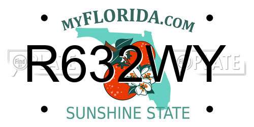 R632WY Florida License Plate
