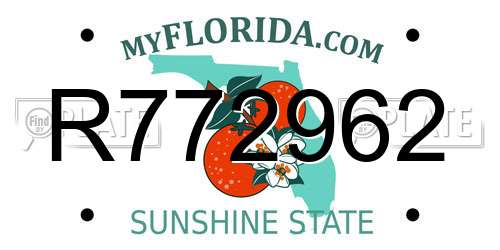 R772962 Florida License Plate