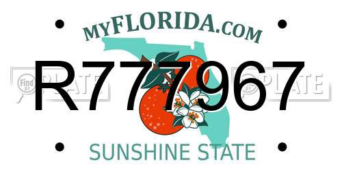 R777967 Florida License Plate
