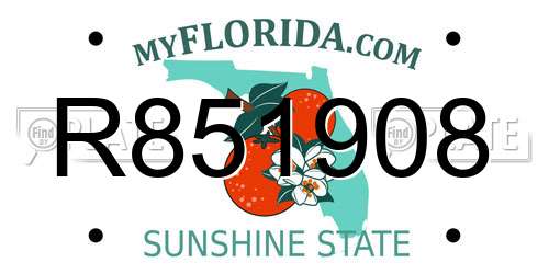 R851908 Florida License Plate