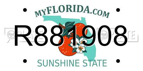 R881908 Florida License Plate