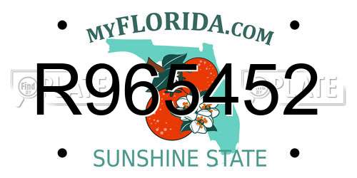 R965452 Florida License Plate