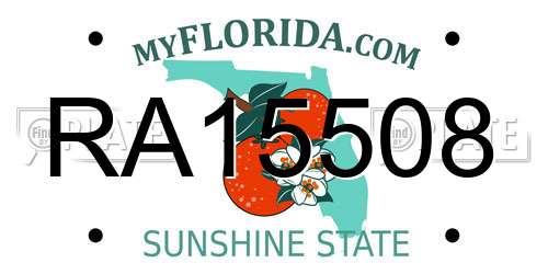 RA15508 Florida License Plate