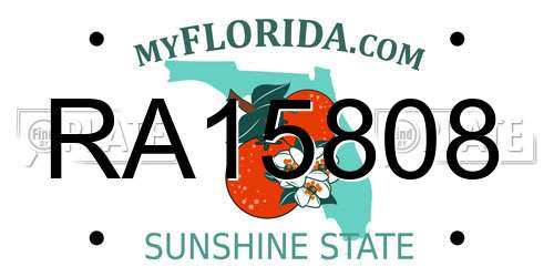 RA15808 Florida License Plate