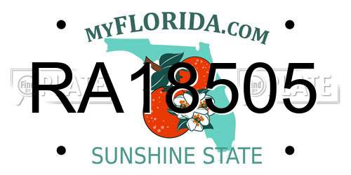 RA18505 Florida License Plate