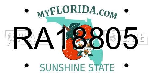 RA18805 Florida License Plate