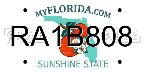 RA1B808 Florida License Plate