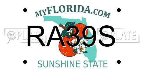 RA39S Florida License Plate
