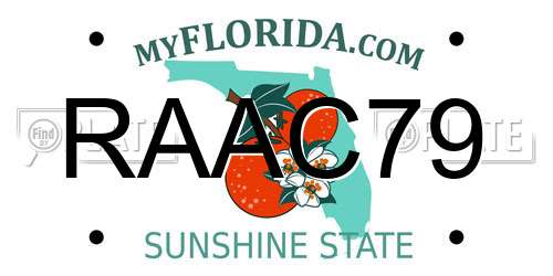 RAAC79 Florida License Plate