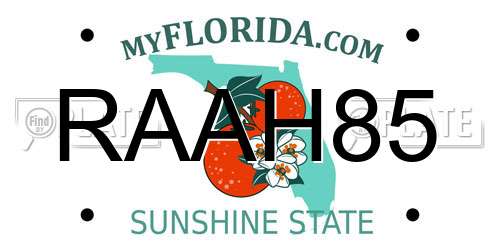 RAAH85 Florida License Plate