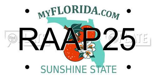 RAAP25 Florida License Plate
