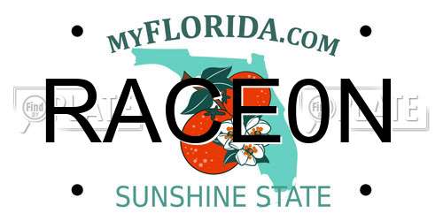 RACE0N Florida License Plate