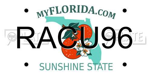 RACU96 Florida License Plate