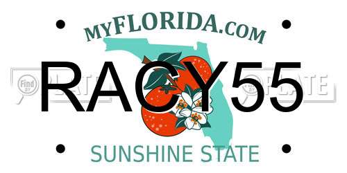 RACY55 Florida License Plate