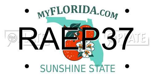 RAEP37 Florida License Plate