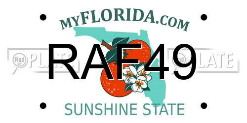 RAF49 Florida License Plate