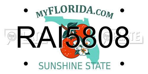 RAI5808 Florida License Plate