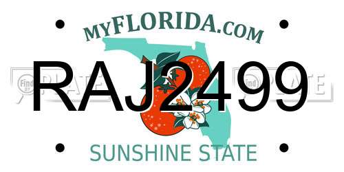 RAJ2499 Florida License Plate