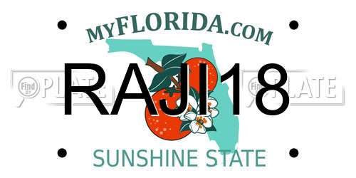 RAJI18 Florida License Plate