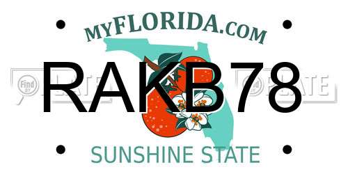 RAKB78 Florida License Plate