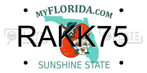 RAKK75 Florida License Plate