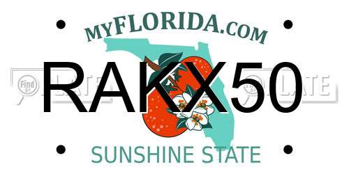RAKX50 Florida License Plate