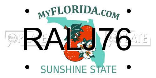 RALJ76 Florida License Plate