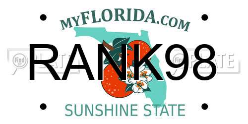 RANK98 Florida License Plate