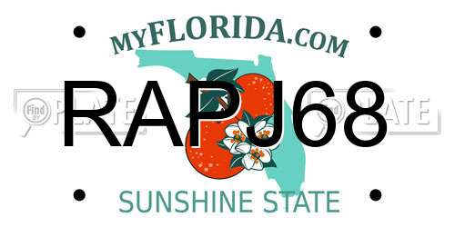 RAPJ68 Florida License Plate