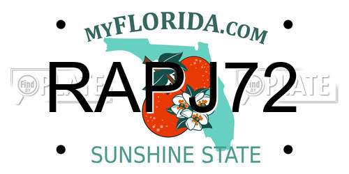 RAPJ72 Florida License Plate