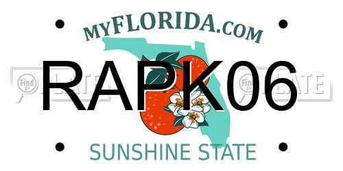 RAPK06 Florida License Plate