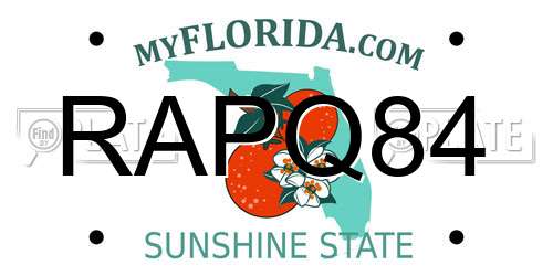 RAPQ84 Florida License Plate