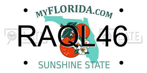 RAQL46 Florida License Plate