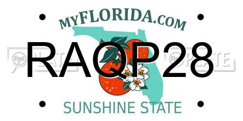 RAQP28 Florida License Plate