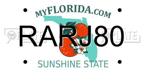RARJ80 Florida License Plate