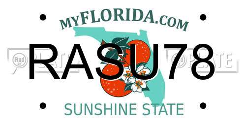 RASU78 Florida License Plate