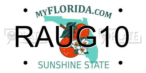 RAUG10 Florida License Plate