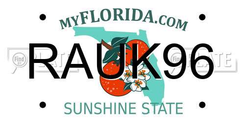 RAUK96 Florida License Plate