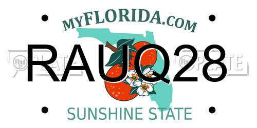 RAUQ28 Florida License Plate