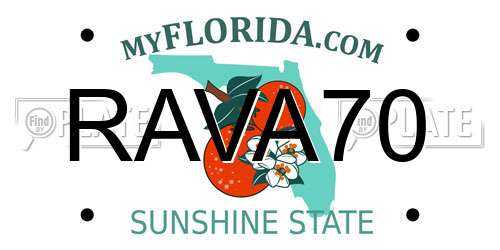 RAVA70 Florida License Plate