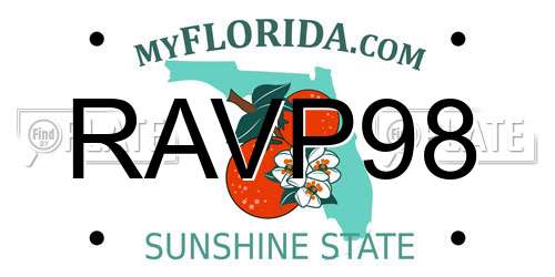 RAVP98 Florida License Plate