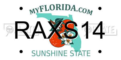 RAXS14 Florida License Plate