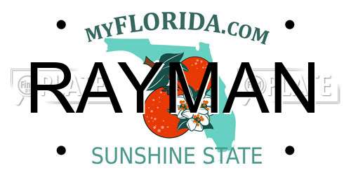 RAYMAN Florida License Plate