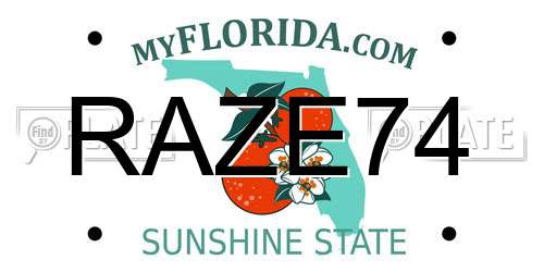 RAZE74 Florida License Plate