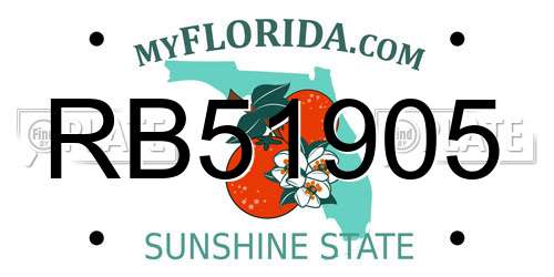 RB51905 Florida License Plate