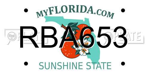 RBA653 Florida License Plate