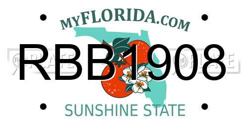 RBB1908 Florida License Plate