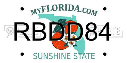 RBDD84 Florida License Plate